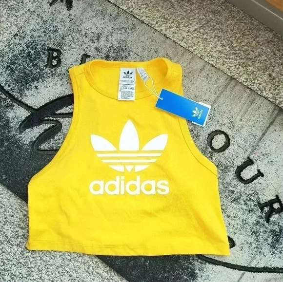 adidas Yellow Tank Top with White Logo - Picture 1 of 4